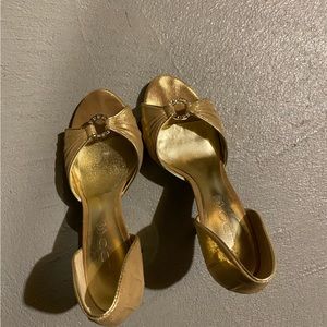 Aldo gold open toe stiletto heels